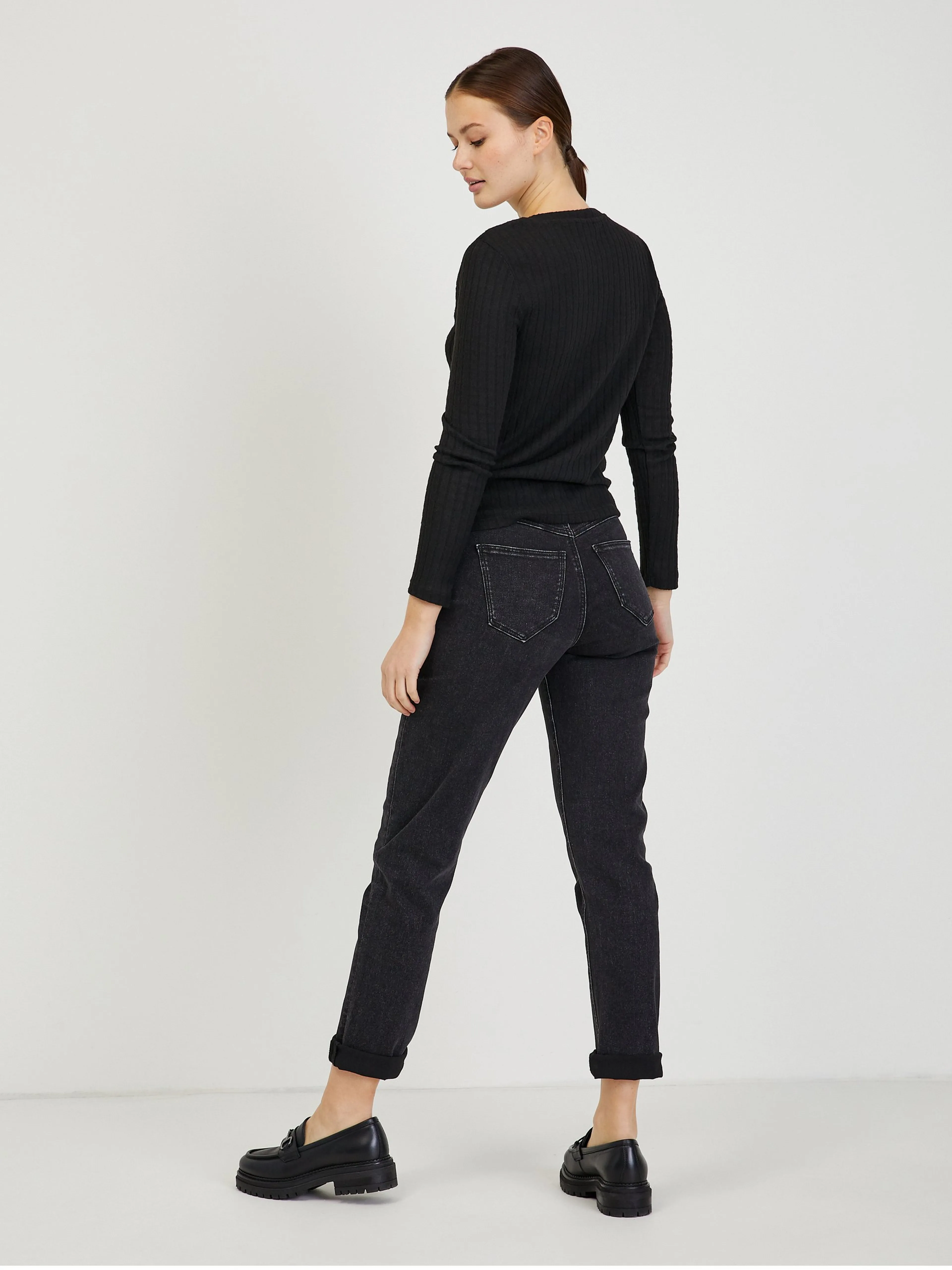 Schwarzer Damen Rippenpullover ORSAY