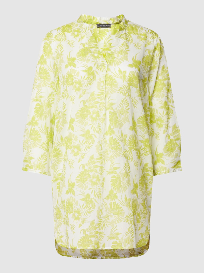 Bluse mit floralem Muster Modell 'Tunika' in neon grün