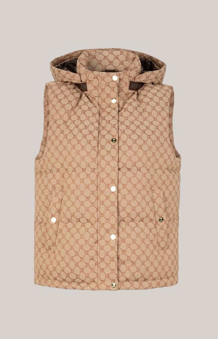 Jacquard-Steppweste in Beige/Braun