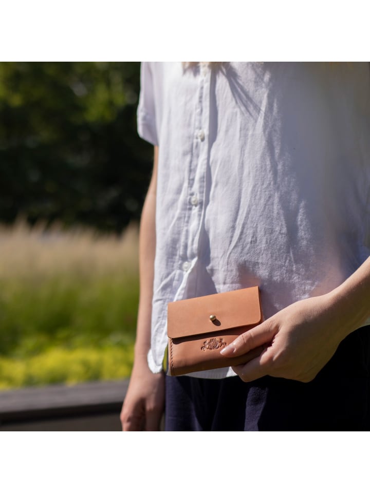 SID & VAIN Leder-Geldbörse echt Leder Geldbeutel Damen groß natural-hell-tan in beige günstig kaufen onesize