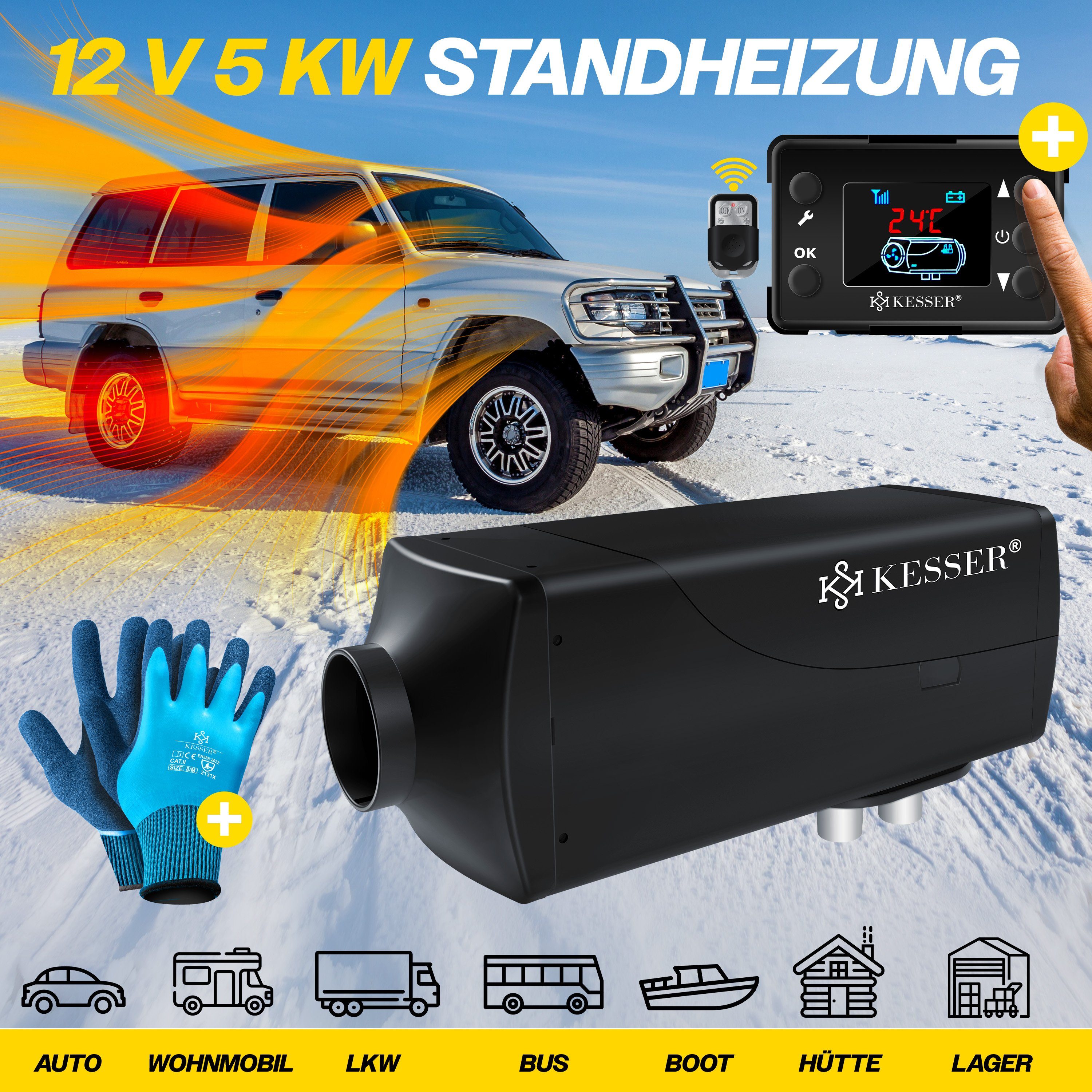 KESSER Heizgerät, 5000 W, Standheizung 5 & 8KW für Diesel +LCD-Display Fernbedienung