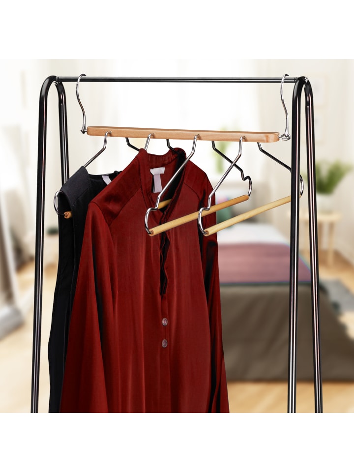 relaxdays 2 x Mehrfach Kleiderbügel in Natur/ Silber günstig kaufen onesize