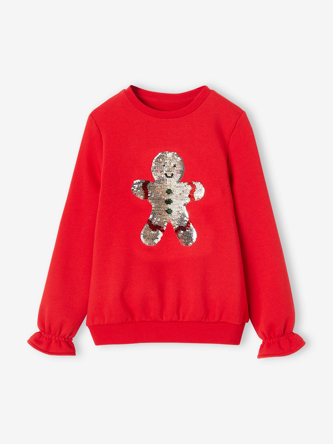 Vertbaudet Mädchen Sweatshirt, Weihnachten - rot