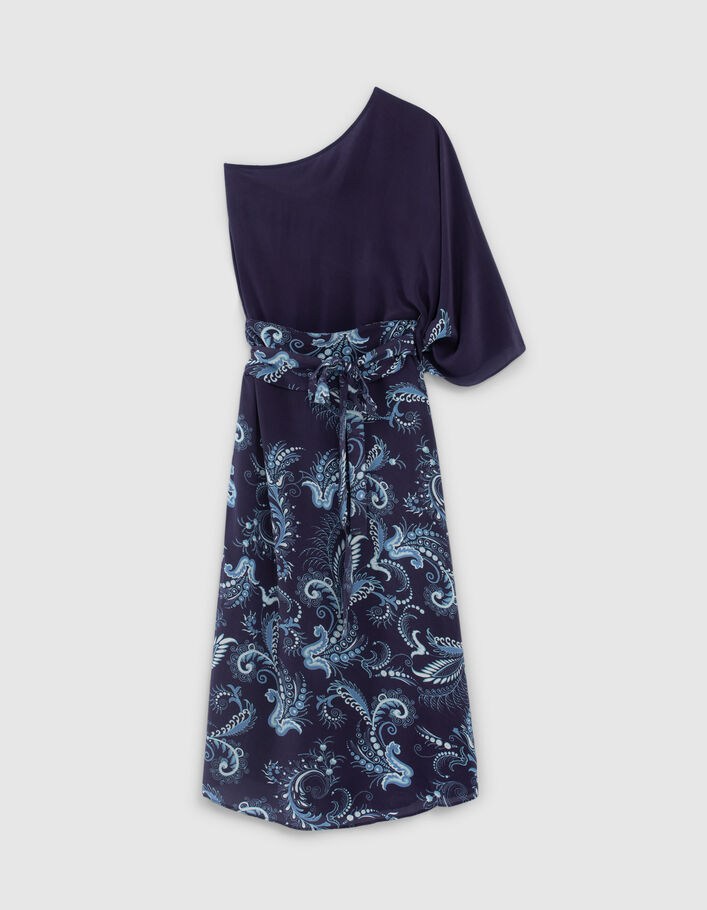 Robe asymétrique bleue motif cachemire IKKS x GIGEEZ Femme