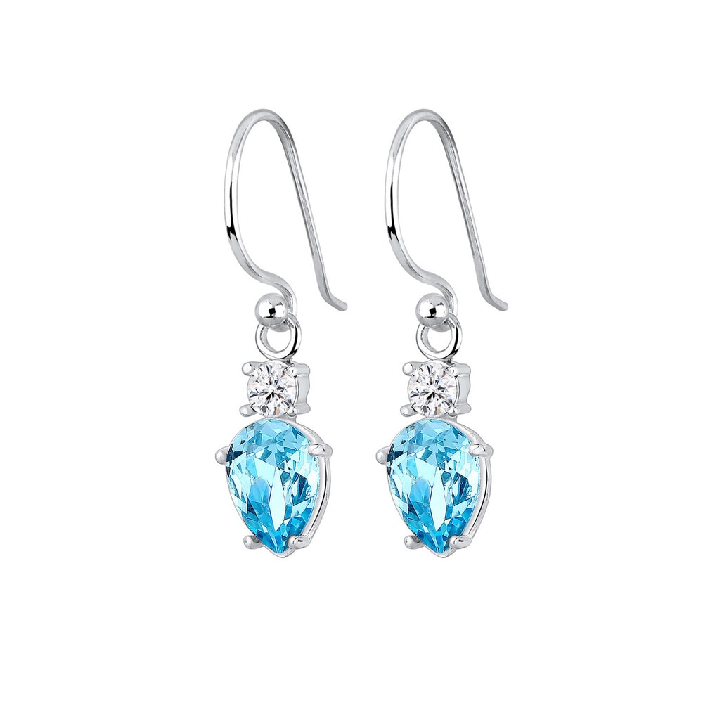 Elli Elli Boucles d'Oreilles Tropfen Solitär Kristalle 925 Silber Boucles d'oreilles