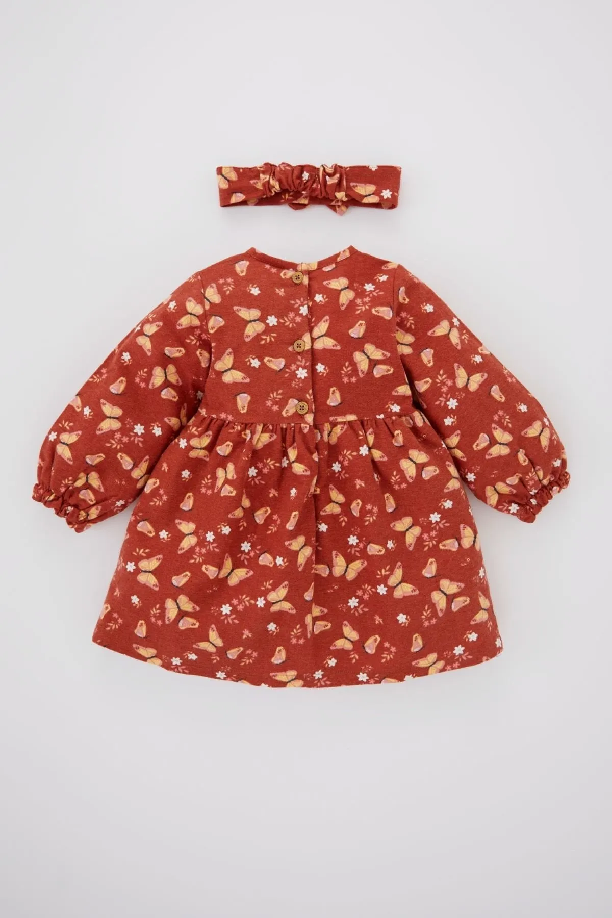 DeFacto  Zweiteiliges, langärmliges, gemustertes Flanellkleid für Mädchen