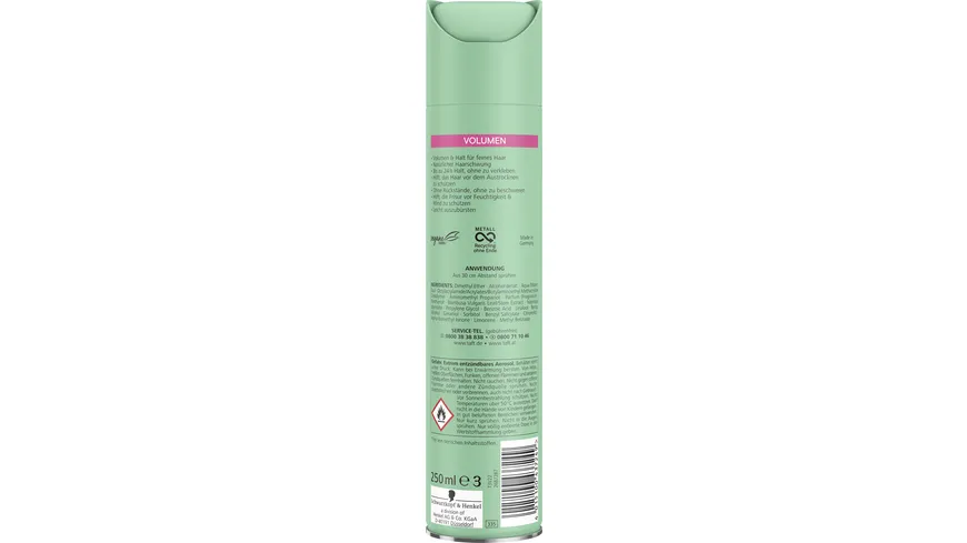 TAFT Haarspray Volumen feines Haar 250 ml Haltegrad 4 - starker Halt 250 ml