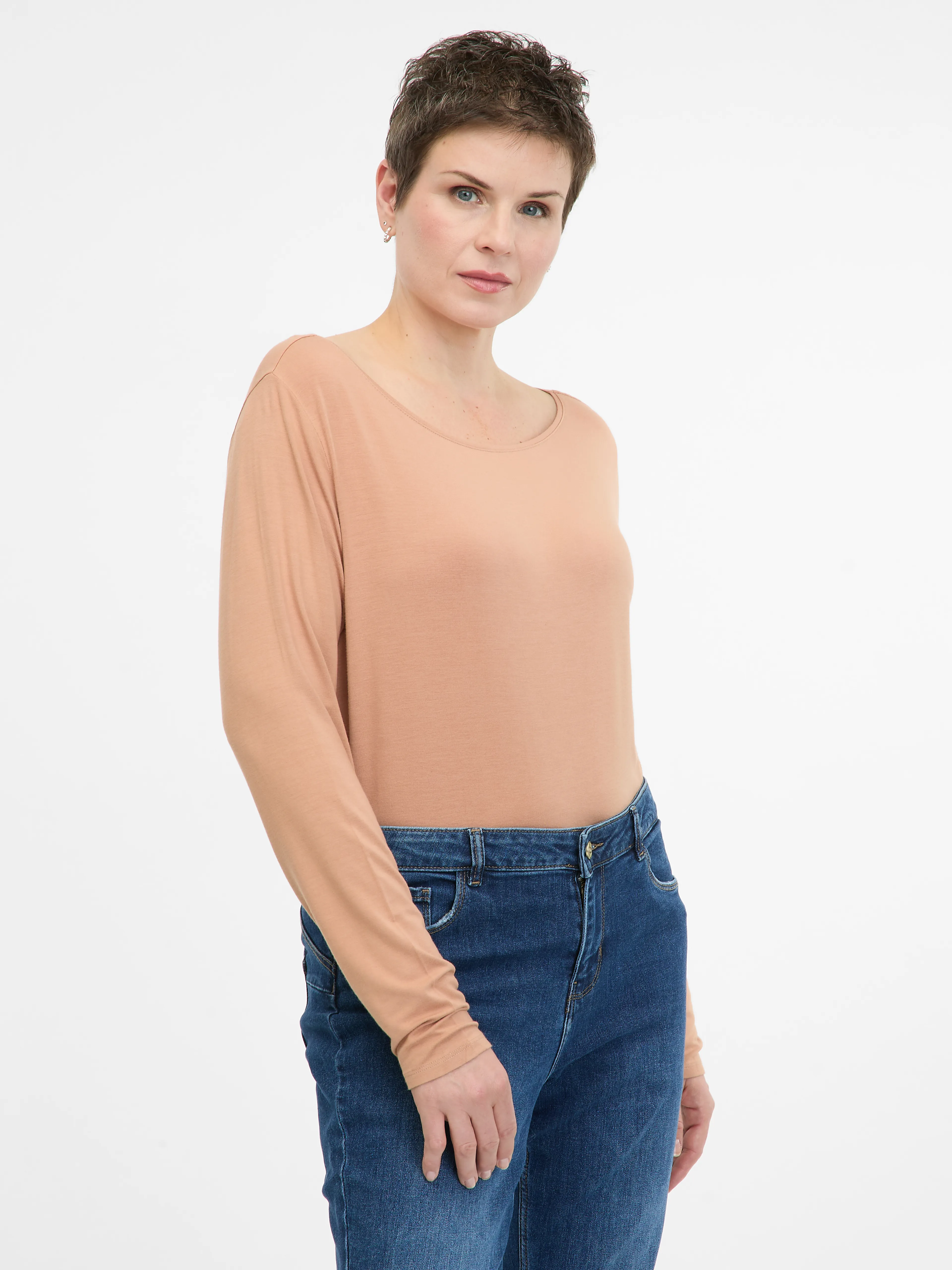 Hellbraunes Damen-Langarm-T-Shirt ORSAY