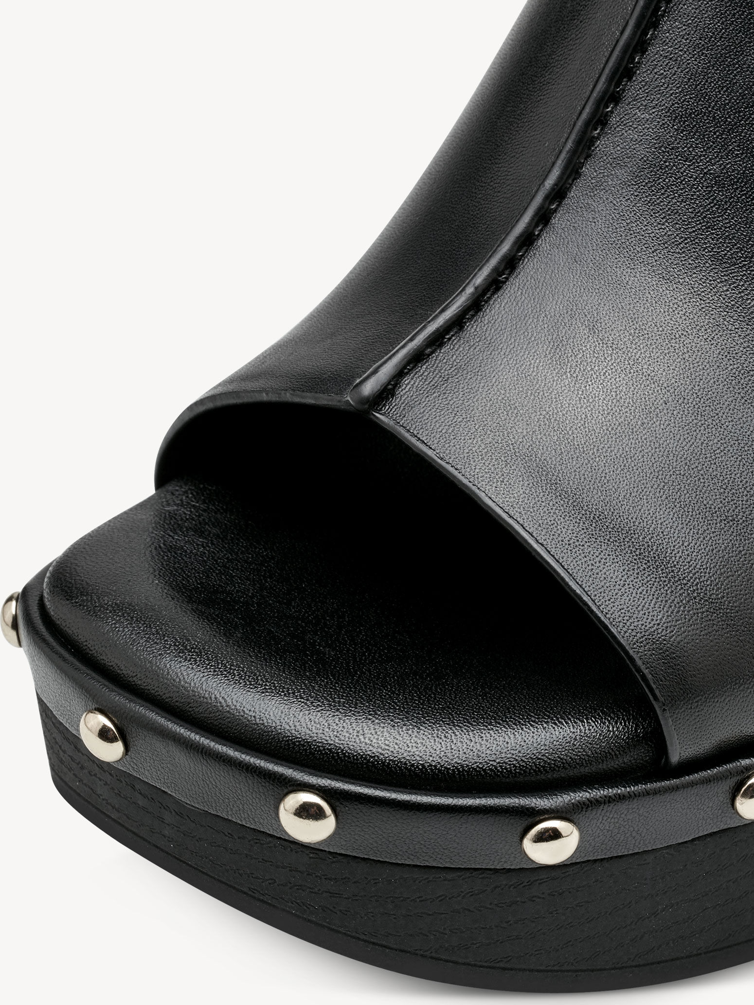 Sandale à talon en cuir - noir