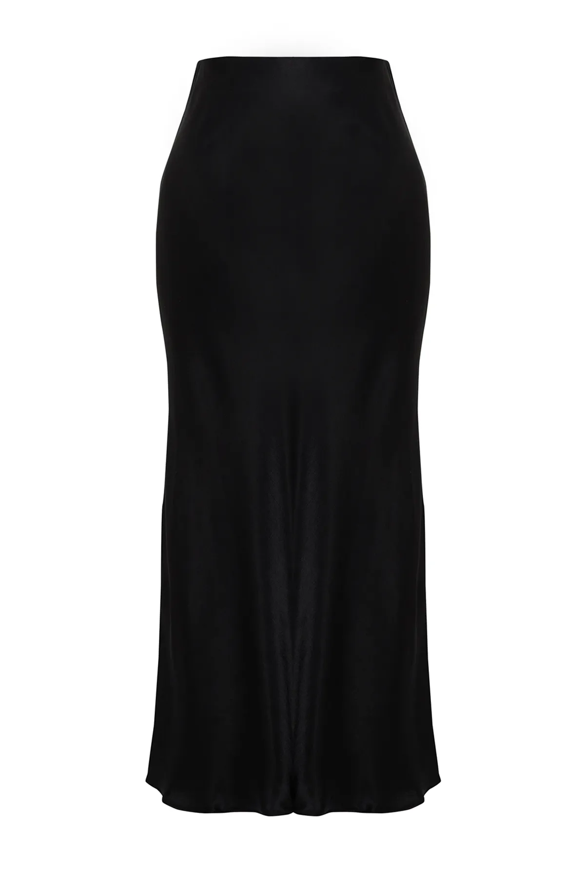 Trendyol Collection  Schwarzer Midirock in A-Linie aus Satin - TWOSS24ET00162