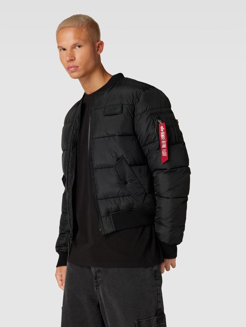 Bomberjacke mit Label-Detail in schwarz