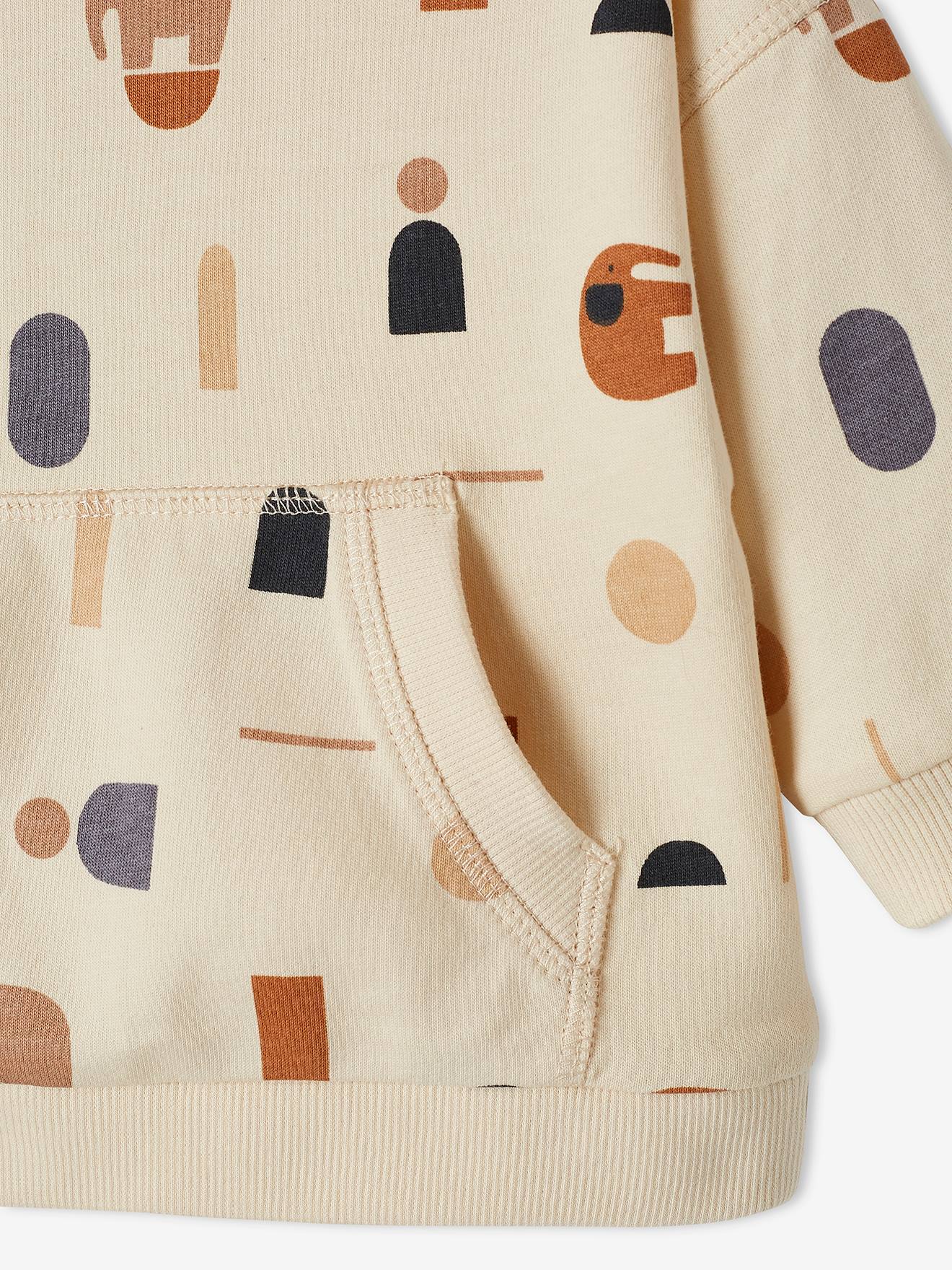 Vertbaudet Baby Sweatshirt mit Kängurutasche Oeko-Tex - hellbeige bedruckt