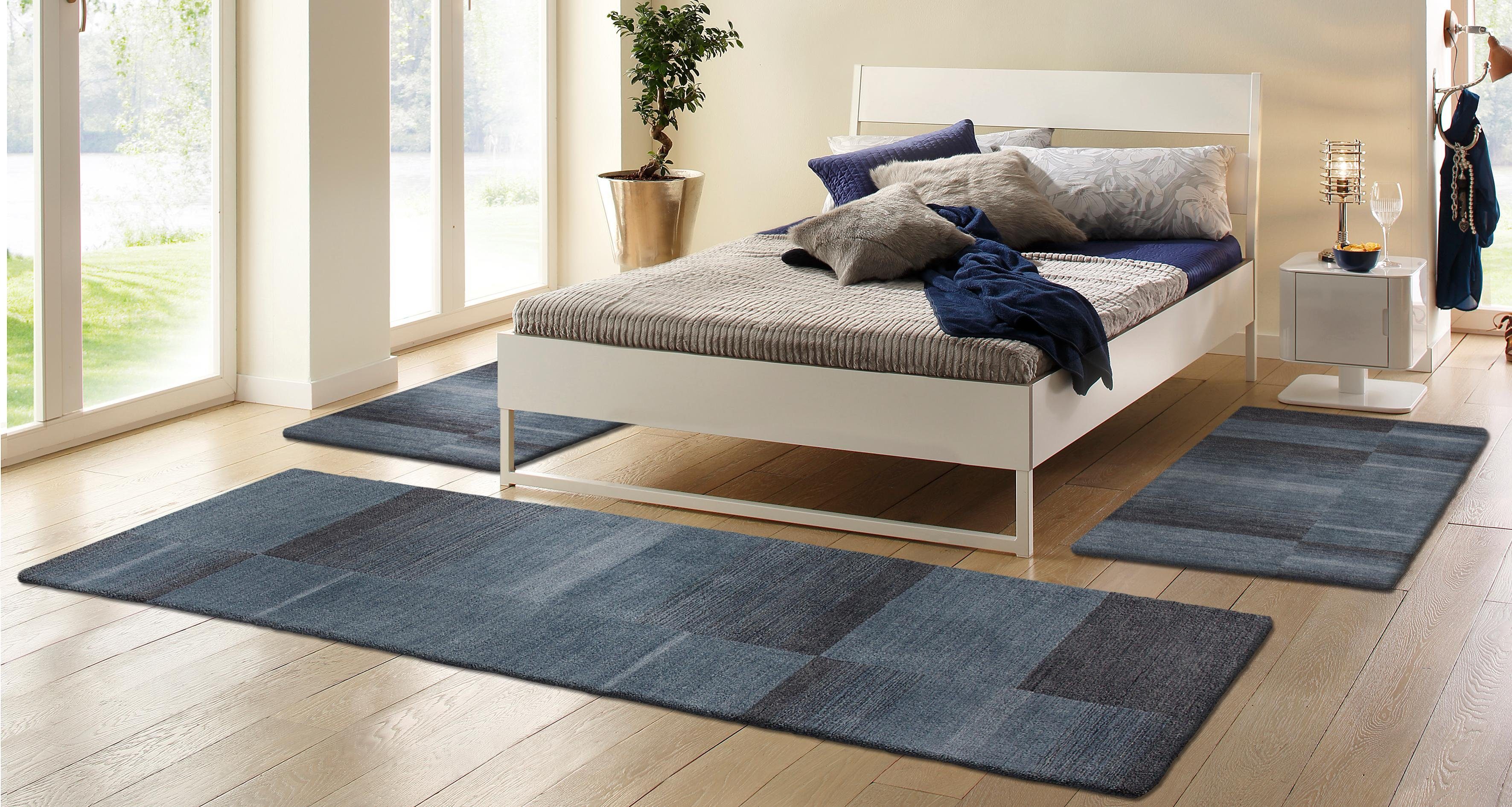 Bettumrandung Jorun Theko Exklusiv, Höhe 14 mm, (3-tlg), handgewebt, Bettvorleger, Läufer-Set für das Schlafzimmer