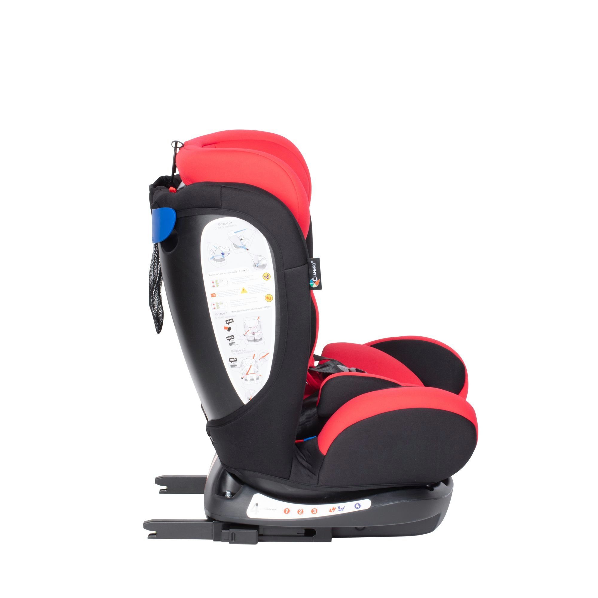 Clamaro Autokindersitz, Clamaro 'RiolaPlus4in1' Isofix Autokindersitz Gruppe 0+, I, II und III (0-36 kg), mitwachsender Baby- und Kinderautositz ab 0 Jahre bis 12 Jahre, 6-fach höhenverstellbare Kopfstütze, 3-fach verstellbare Rückenlehne, ECE R44/04