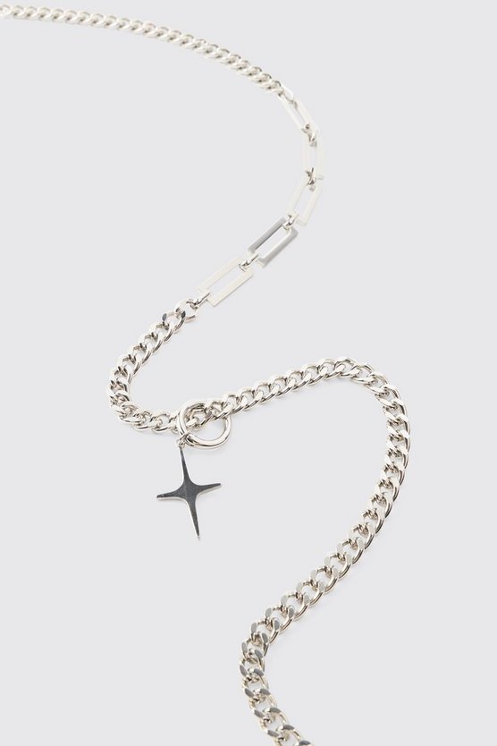 Klobige Gliederkette in Silber mit Anhänger