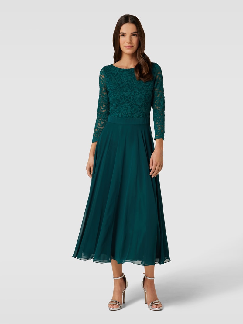 Cocktailkleid aus Häkelspitze in dunkelgrün
