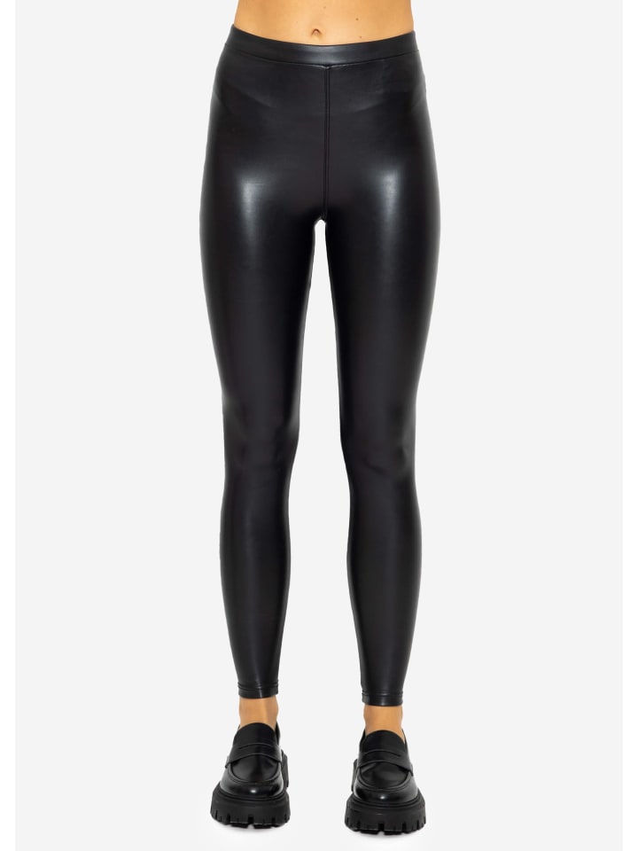 SASSYCLASSY Thermo Leggings in Lederoptik in Schwarz günstig kaufen