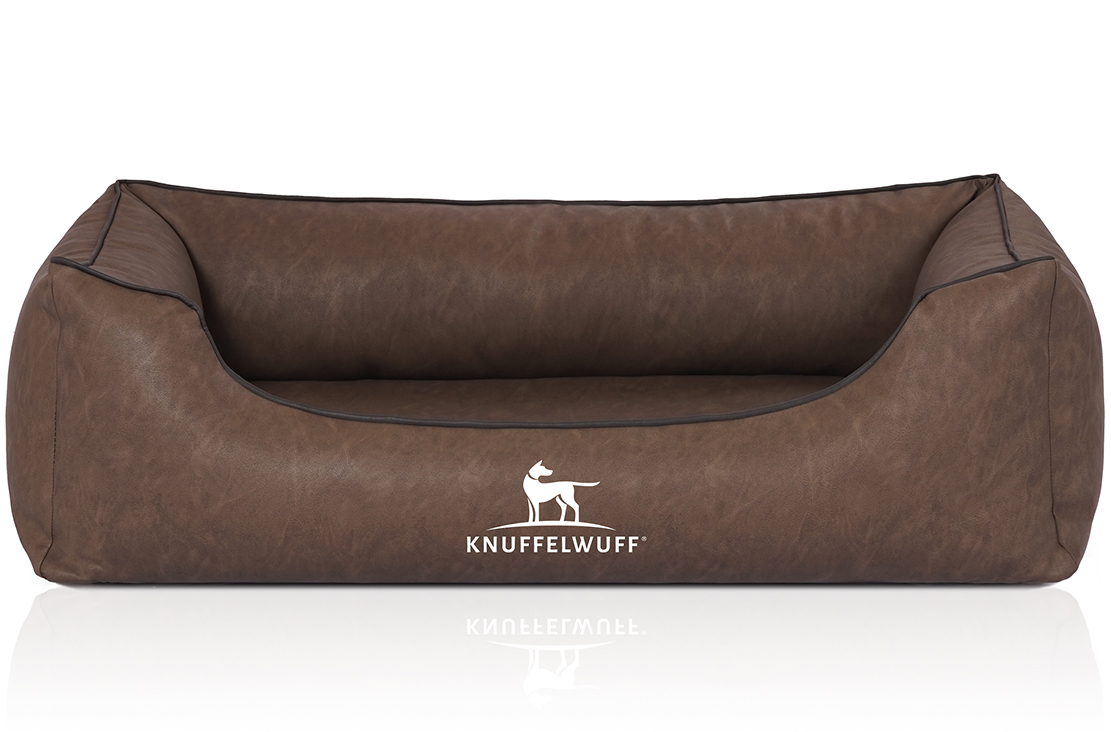 Knuffelwuff Hundebetten Knuffelwuff Hundebett Henderson aus marmoriertem Kunstleder braun M-L
