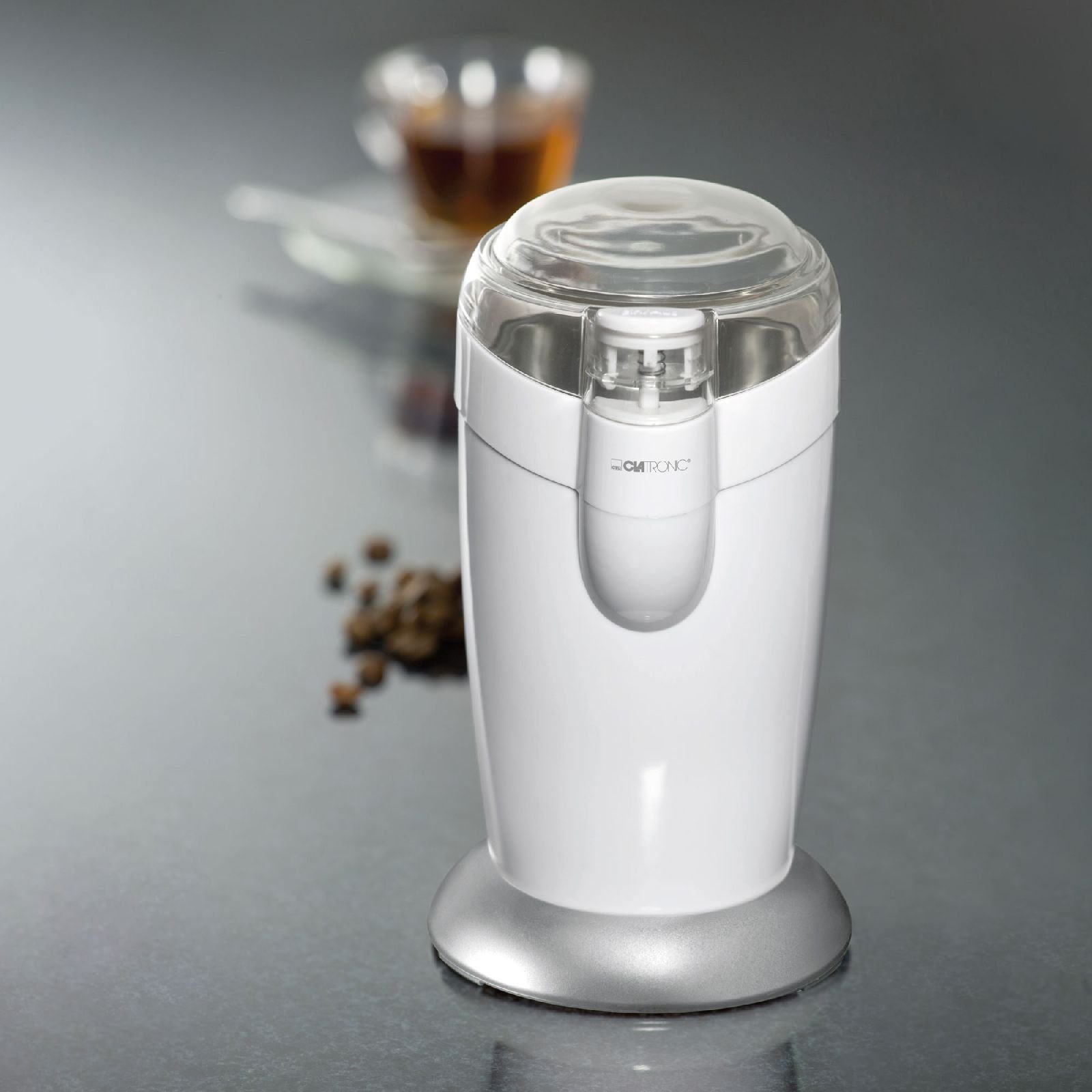 CLATRONIC Kaffeemühle CLATRONIC Edelstahl Kaffeemühle mit Schlagwerk 120 Watt KSW 3306 weiss