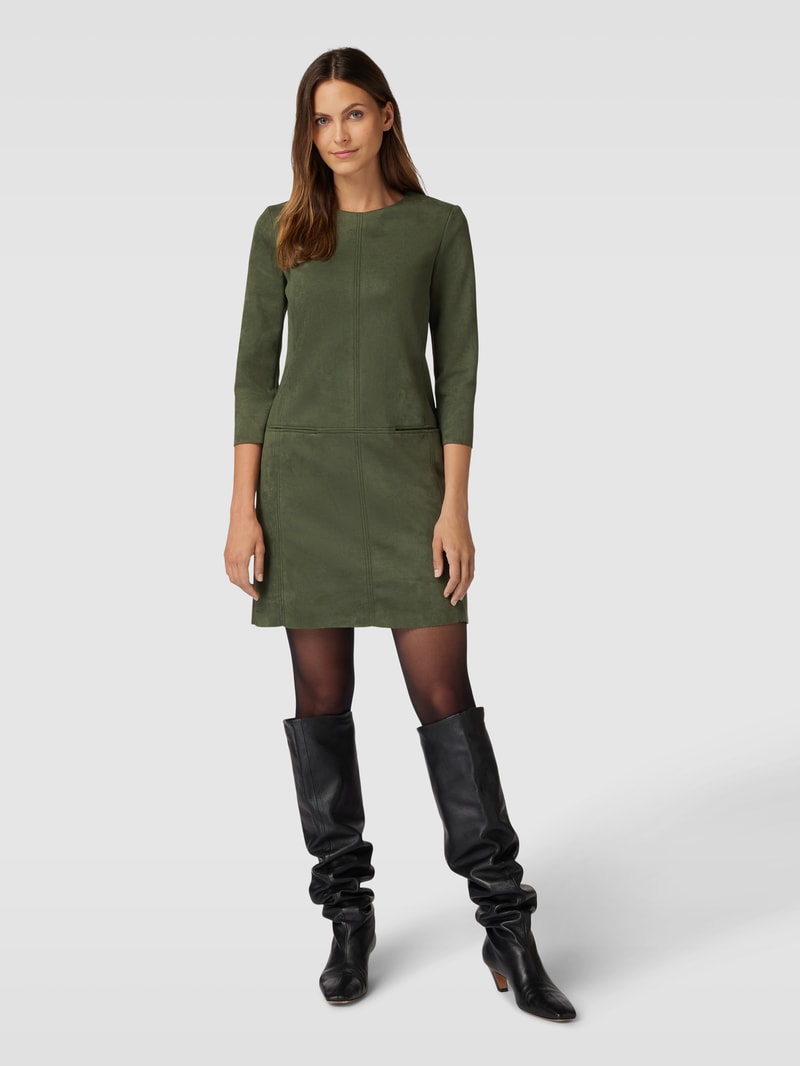 Minikleid in Leder-Optik mit 3/4-Arm in dunkelgrün