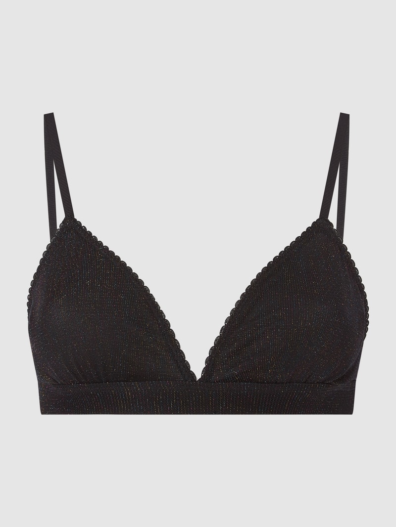 Bralette aus Mesh mit Glitter-Effekt Modell 'Twiggie' in schwarz