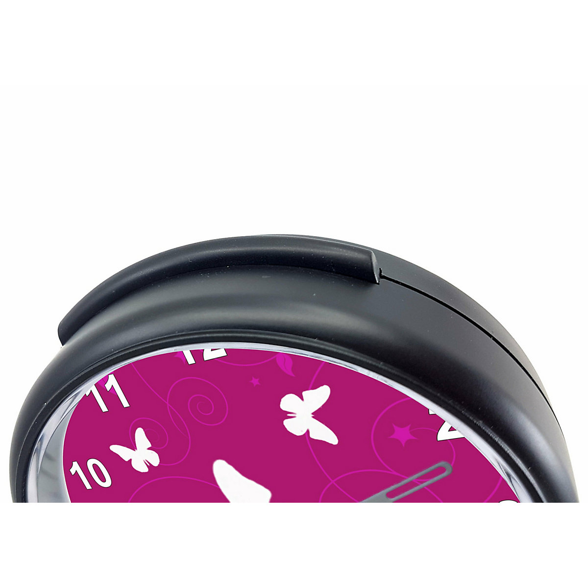 Kinder Funkwecker personalisiert mit Namen Schmetterling Ornamente Atom-/Funkuhr, 12-Stunden-Anzeigeformat, Schlummerfunktion, Nachtlicht, Geräuschlos/Ohne Ticken