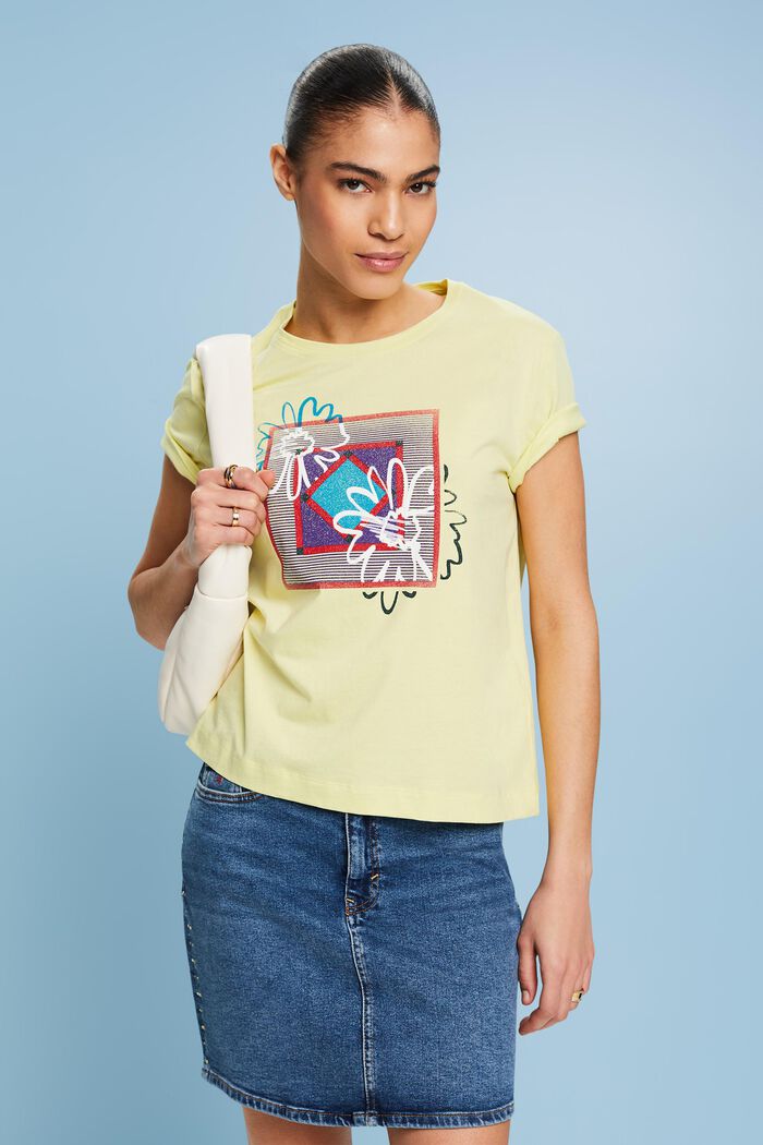 Jersey-T-Shirt mit Print vorne