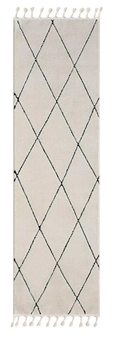 MyFlair Teppich Moroccan Calm, 80 cm x 250 cm, Farbe weiß, rechteckig, Florhöhe 19mm