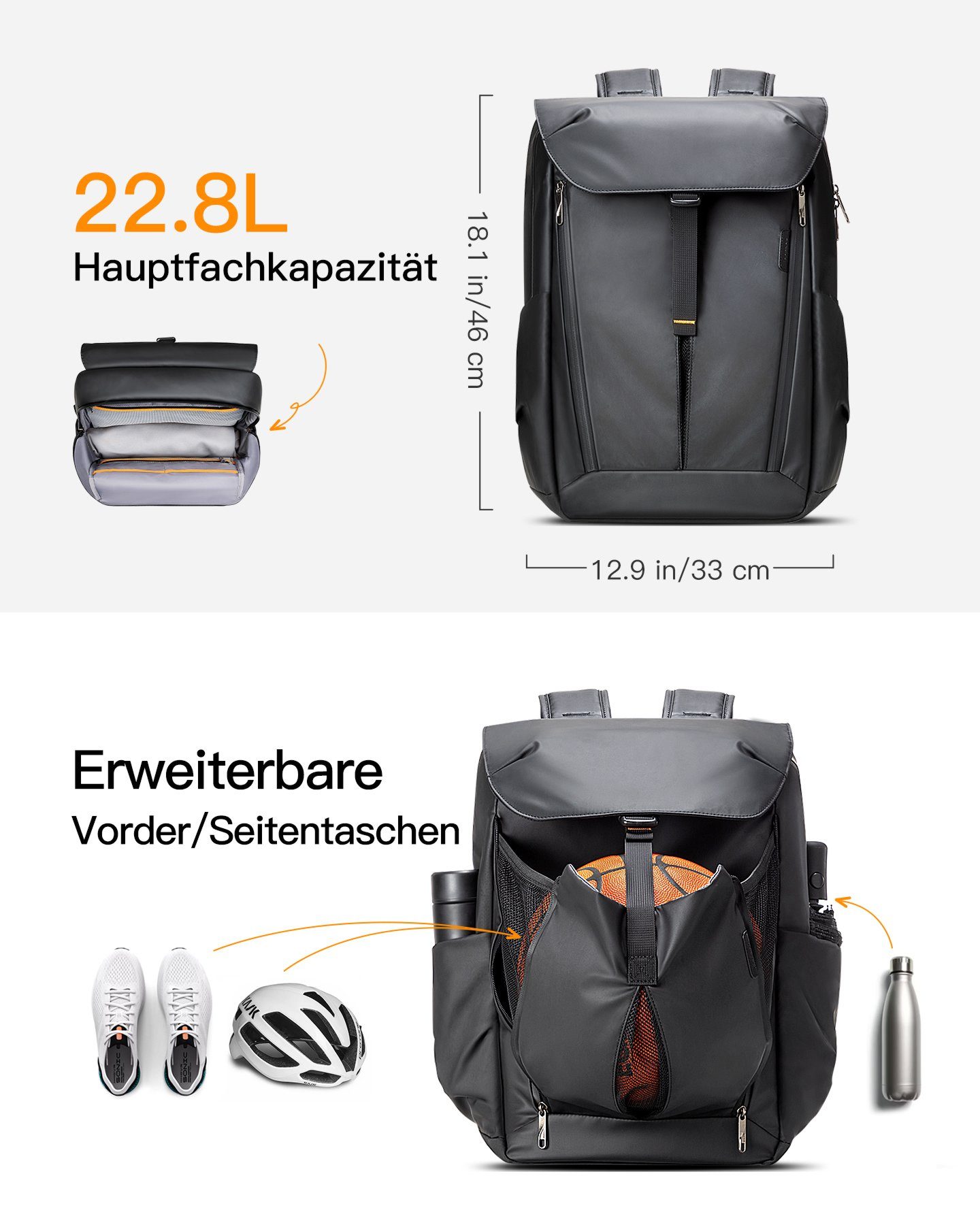 Inateck Laptoprucksack 22,8 L Rucksack Herren Damen Tagesrucksack Reiserucksack Daypack