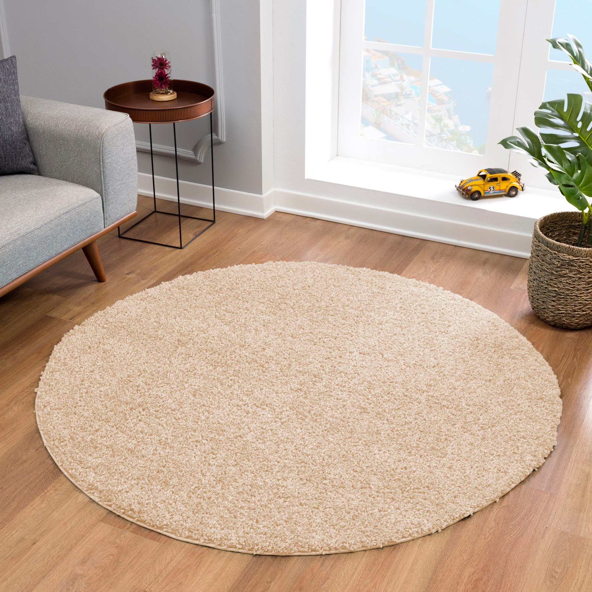 Hochflor-Teppich LOCA, Sanat, rund, Höhe: 30 mm, Wohnzimmer, Langflor, Shaggy, Schlafzimmer