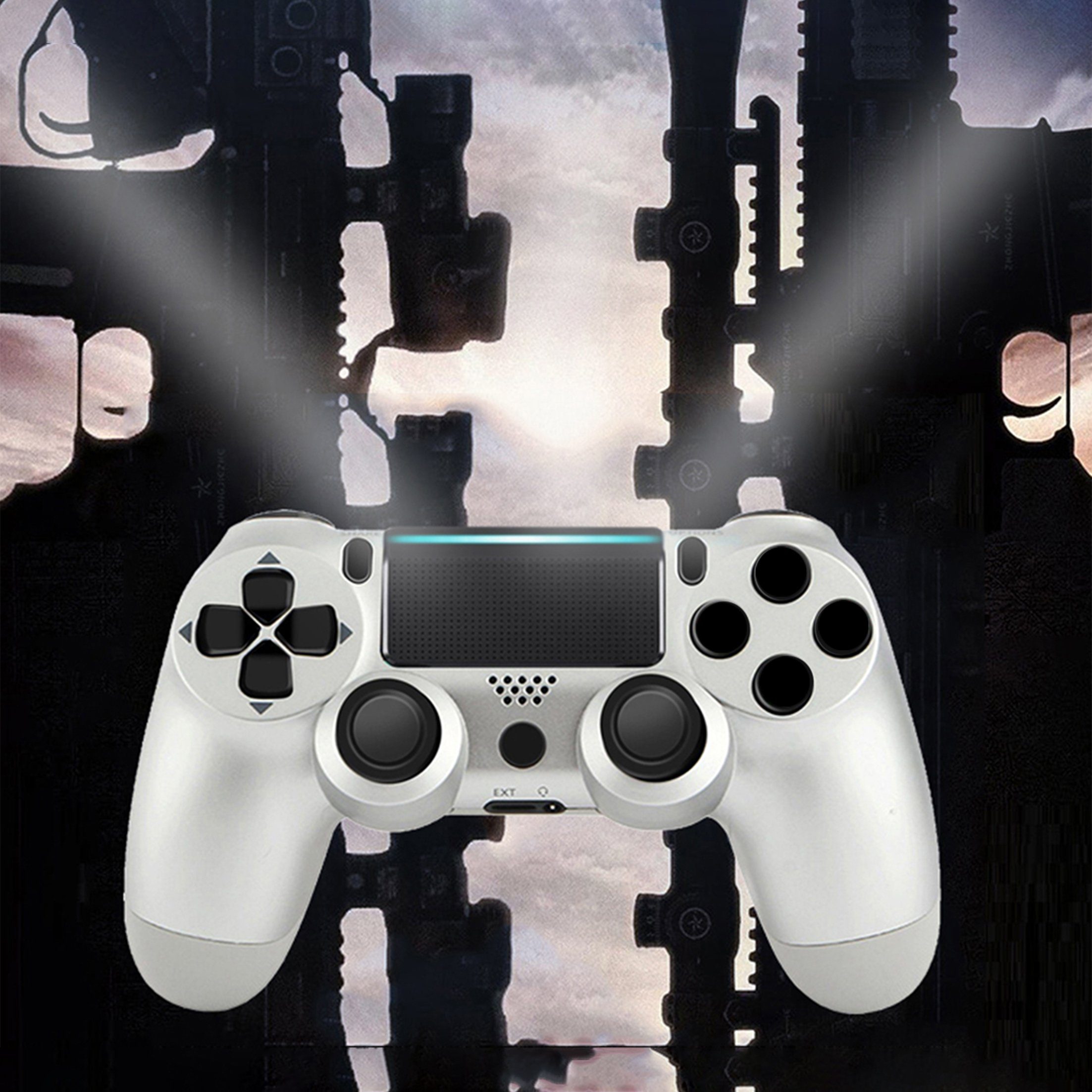 KINSI Wireless Gamepad, Controller, für PS4, Bluetooth, Silber-Grau PlayStation 4-Controller