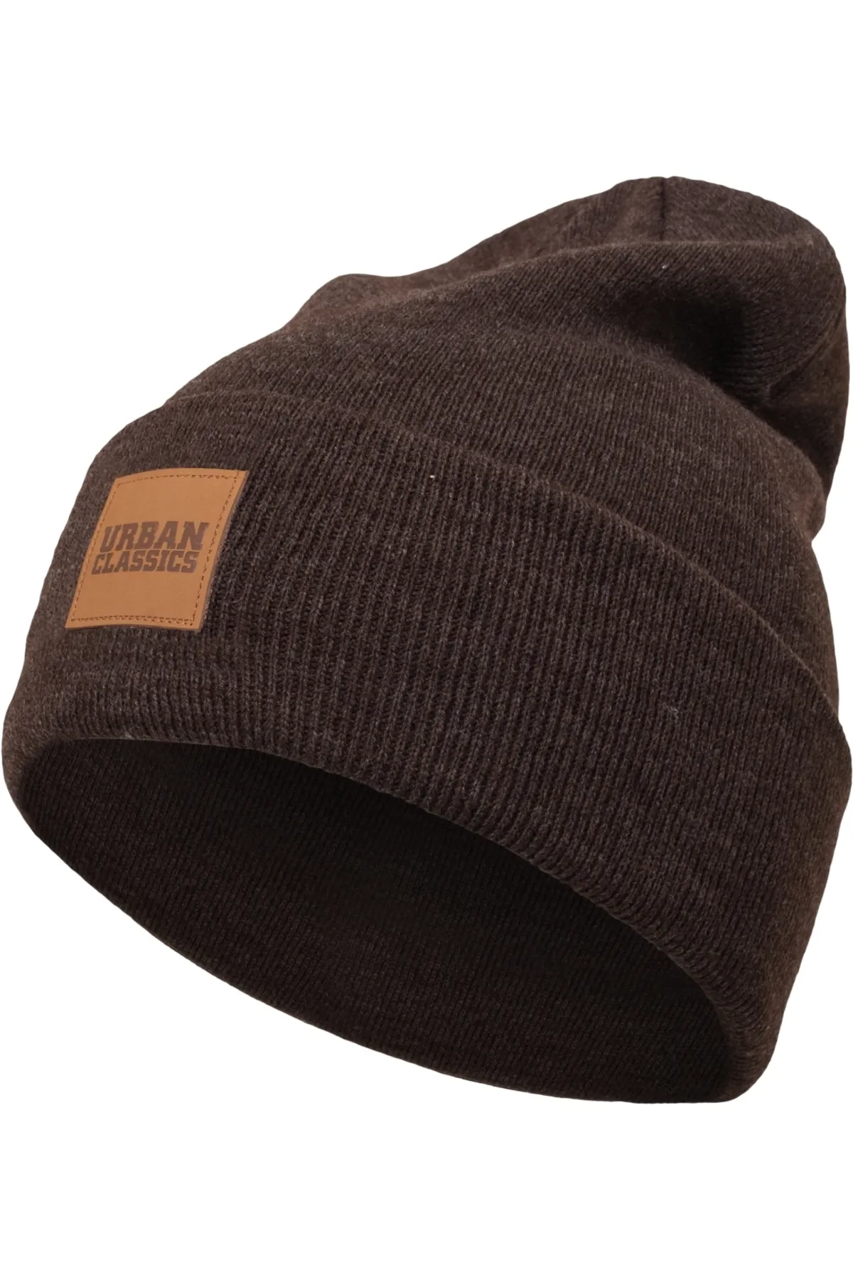 Urban Classics  Unisex Lange Beanie mit Kunstlederpatch