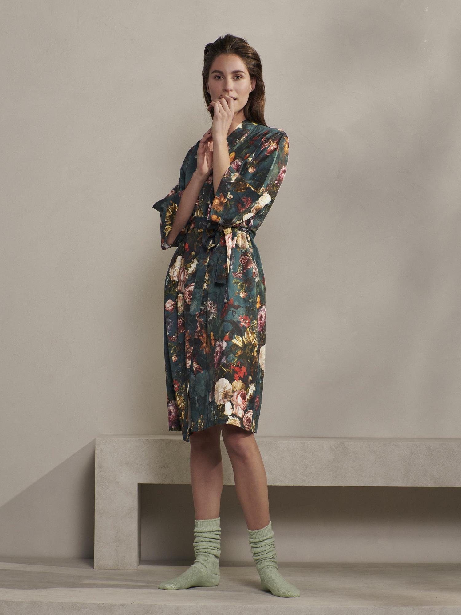 Essenza Kimono sarai karli, Kurzform, Baumwolle, Kimono-Kragen, Gürtel, mit wunderschönem Blumenprin