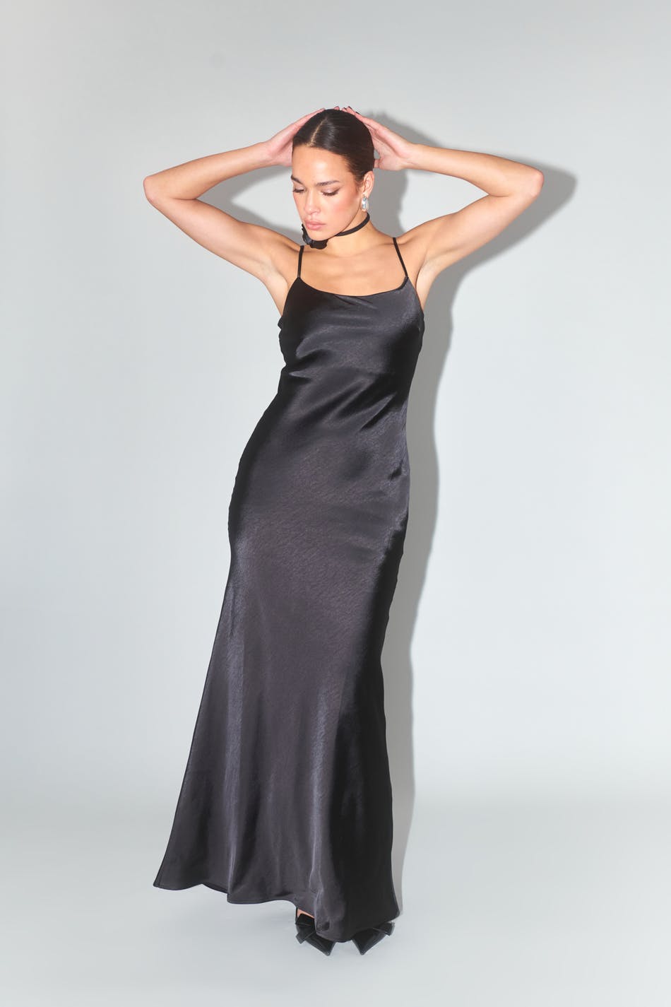 Strap satin maxi dress