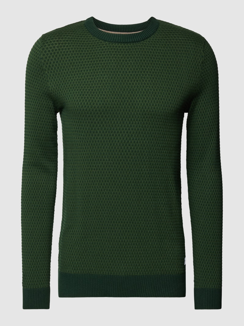 Strickpullover mit Rundhalsausschnitt Modell 'EATLAS' in dunkelgrün