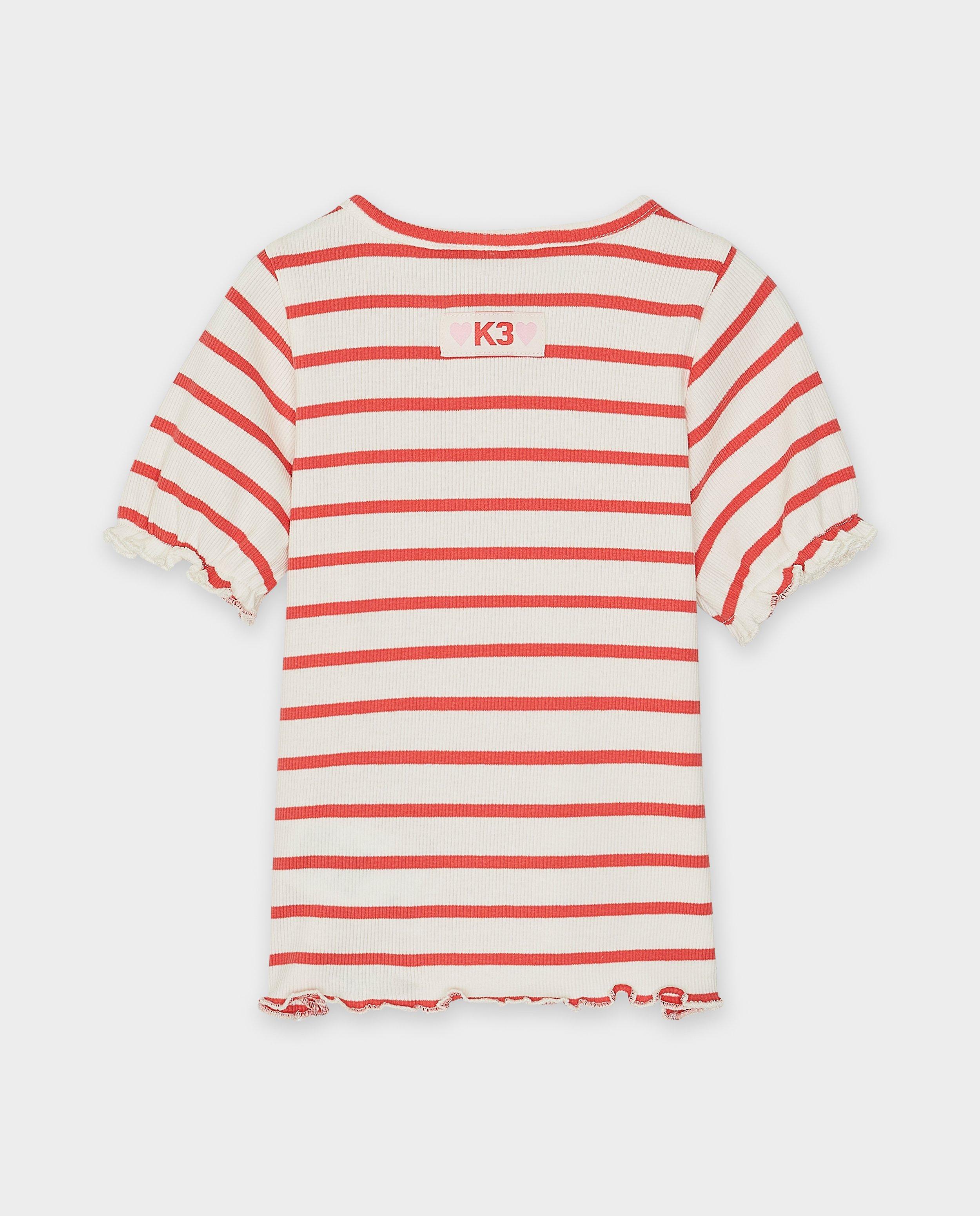 Tricou K3 cu nervuri fine Cei 3 purceluși roșu deschis