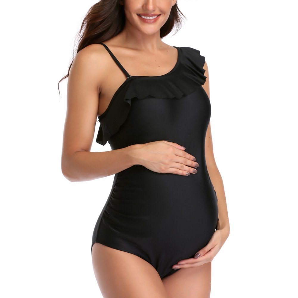 aikidio Umstandsbadeanzug Badeanzug Umstandsbikini-Badeanzug mit einseitig verstellbarem Riemen (1-St)