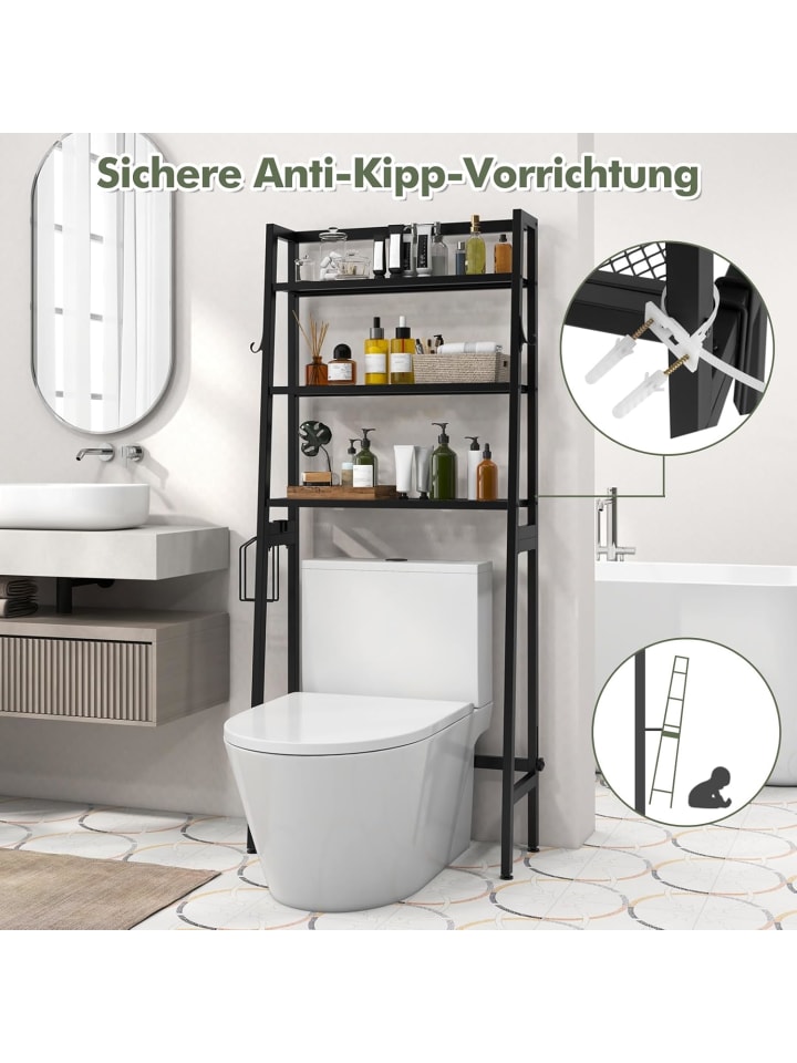 COSTWAY Toilettenregal 65x28x159cm in Schwarz günstig kaufen onesize