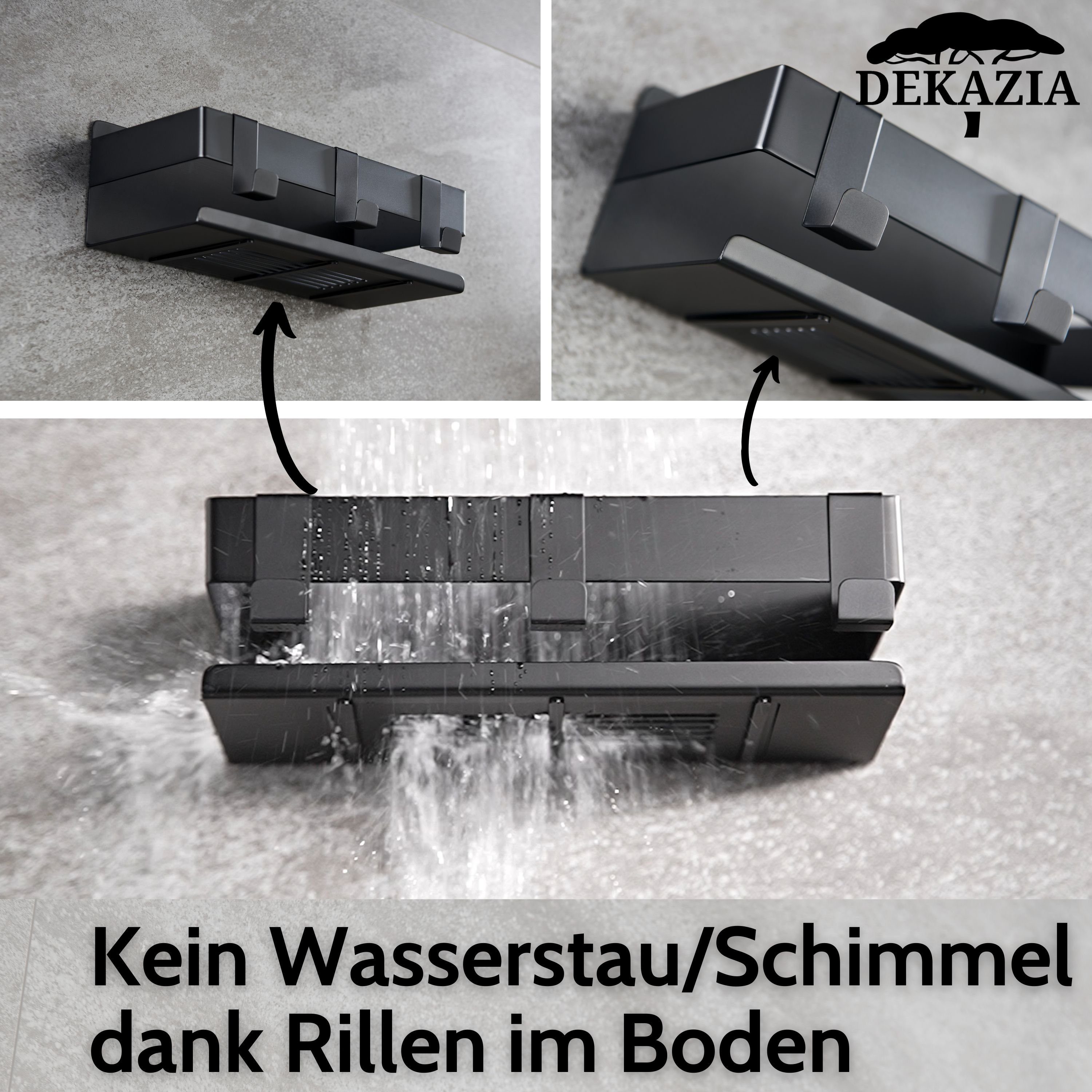 DEKAZIA Duschablage, ohne Bohren Duschregal Duschkorb Edelstahl gebürstet & schwarz