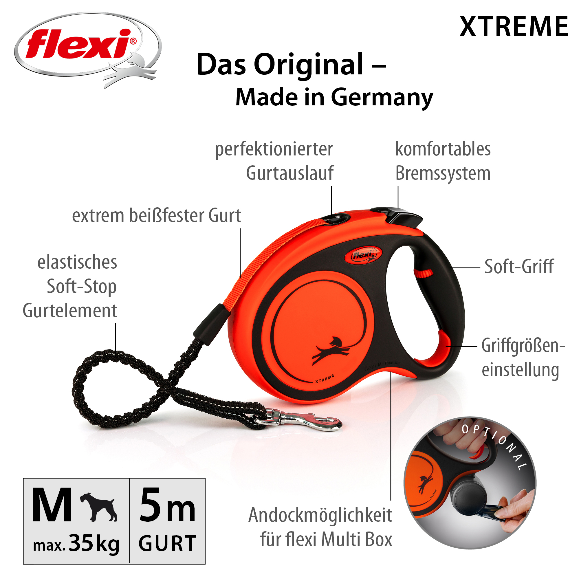 Flexi Hundeleinen Flexi XTREME Gurt-Rollleine orange/ schwarz M, 5 m