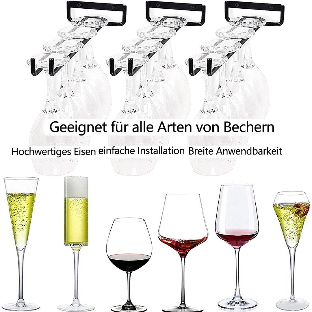SOTOR Gläserhalter 2 Stück Gläserschiene,Stielgläserregal,Weinglashalter,Weinglas Rack, 2-tlg., Stielgläser Halter Unter Schrank Für Hausbar Küche Bar Pub Restaurant