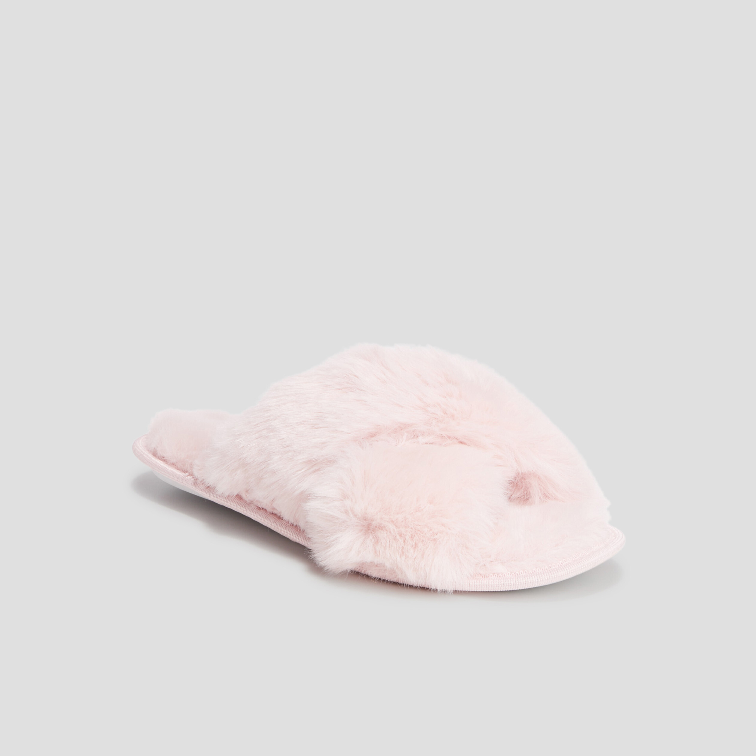 Chaussons mules fausse fourrure rose femme | La Halle