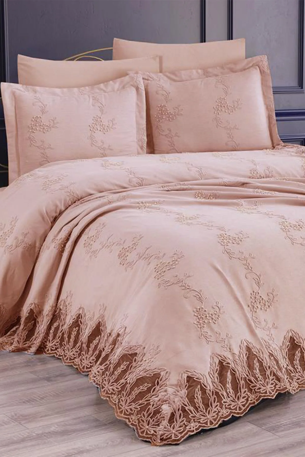 Çeyiz Diyarı  Mitgift Palermo 6-teiliges Chenille-Piqué-Set Cappuccino