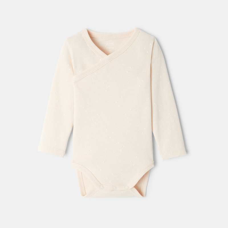 Lot de 3 bodies cœur croisé à manches longues en coton bio rose naissance Absorba