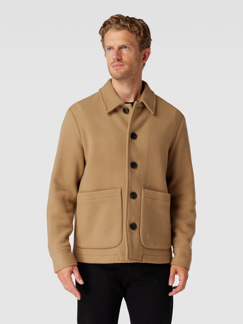 Jacke aus Schurwoll-Mix mit Knopfleiste in beige