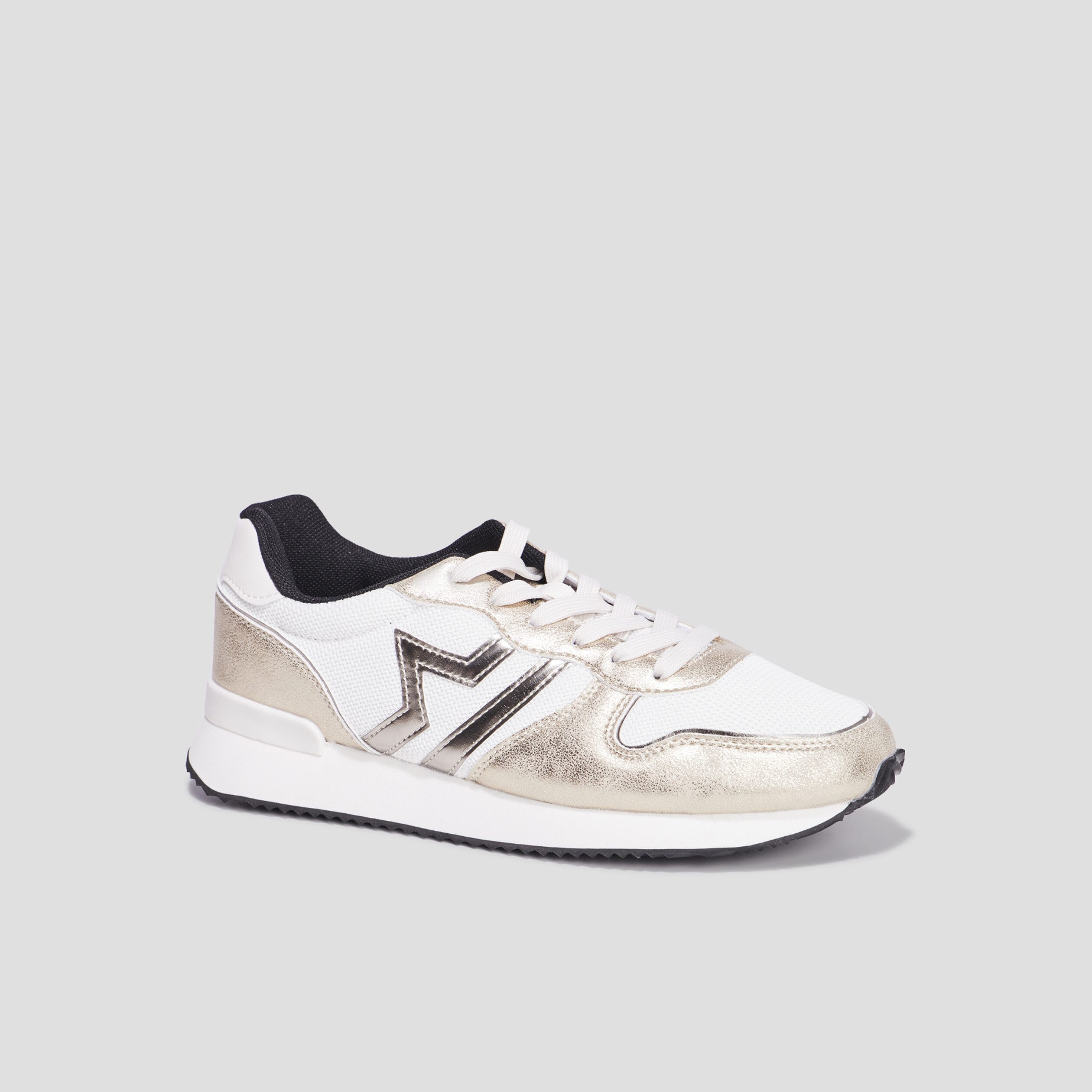 Baskets bi-matière à lacets Creeks blanc femme | La Halle