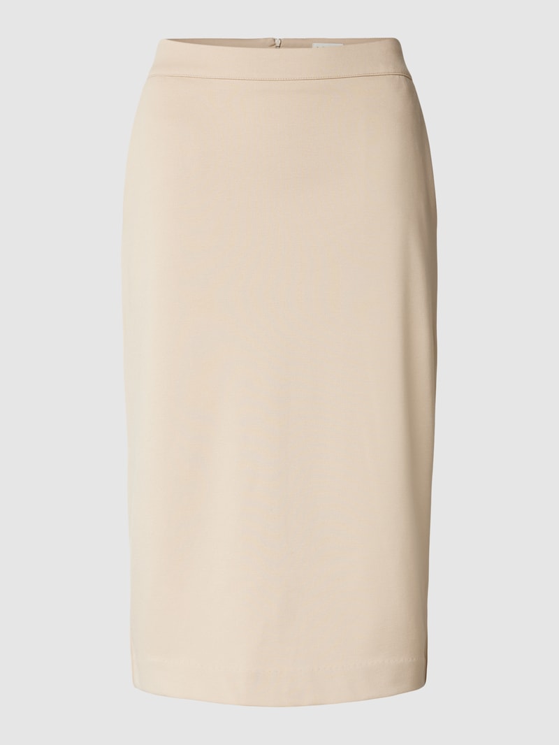 Knielanger Bleistiftrock mit Gehschlitz Modell 'Kate Office' in beige