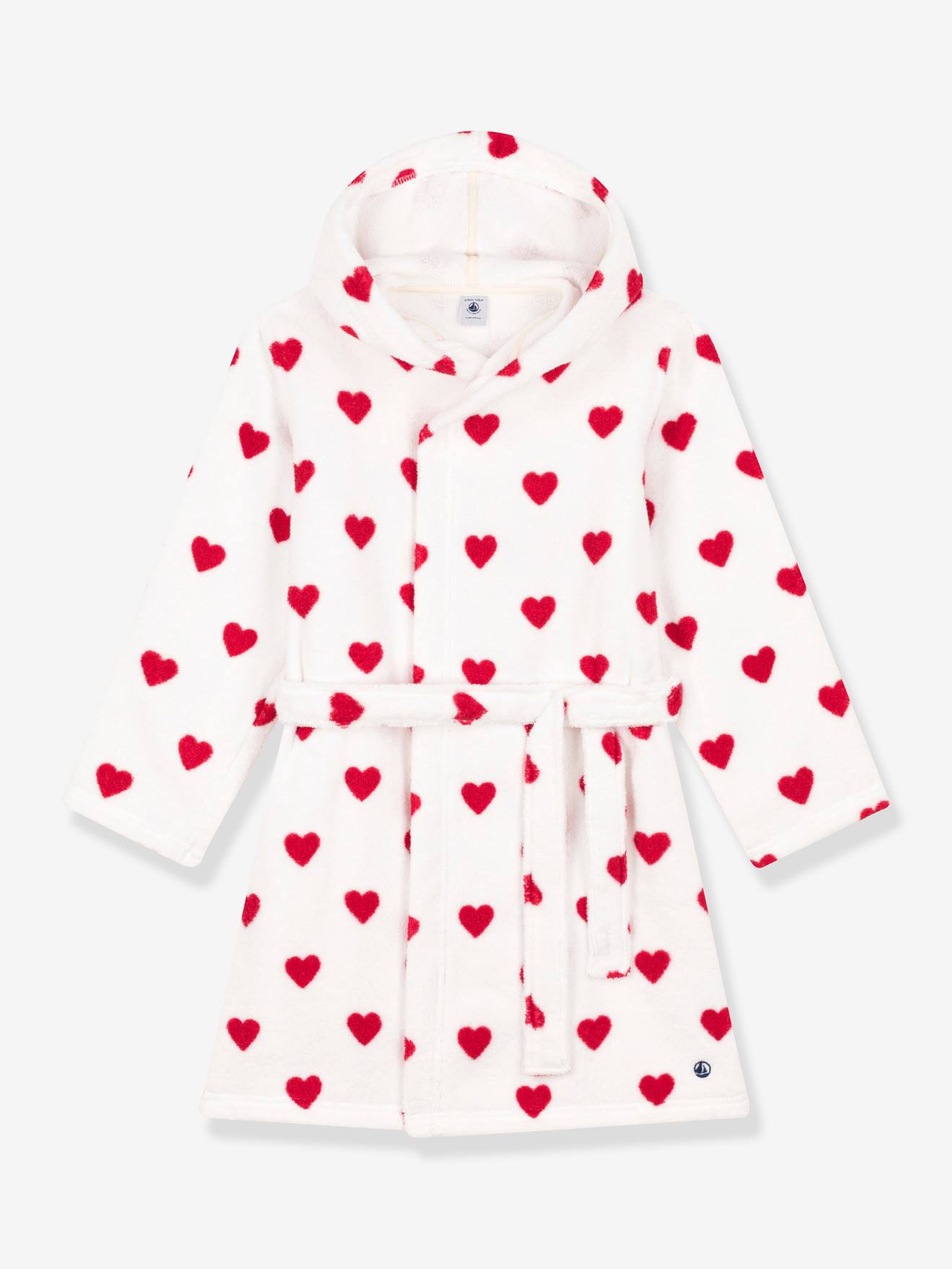 Peignoir cœur en éponge PETIT BATEAU blanc imprimé