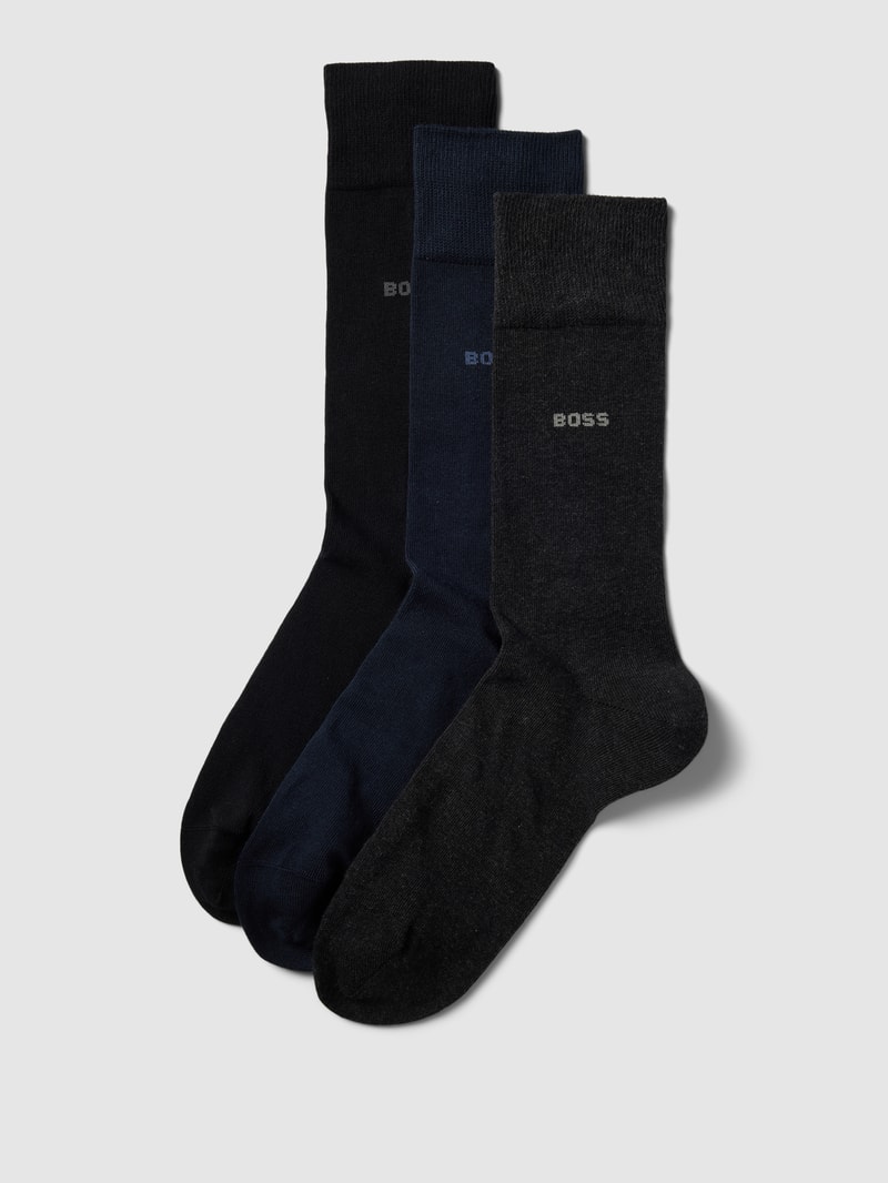 Socken mit Label-Detail im 3er-Pack in dunkelblau