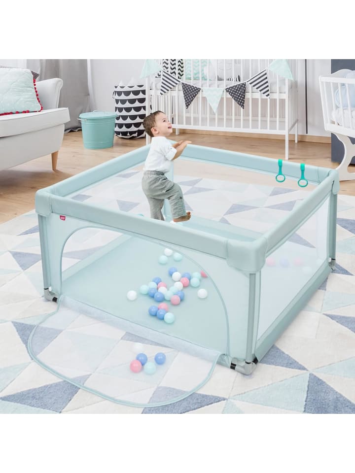 COSTWAY Laufgitter 120cm mit 50 Spielbällen in Hellblau günstig kaufen onesize